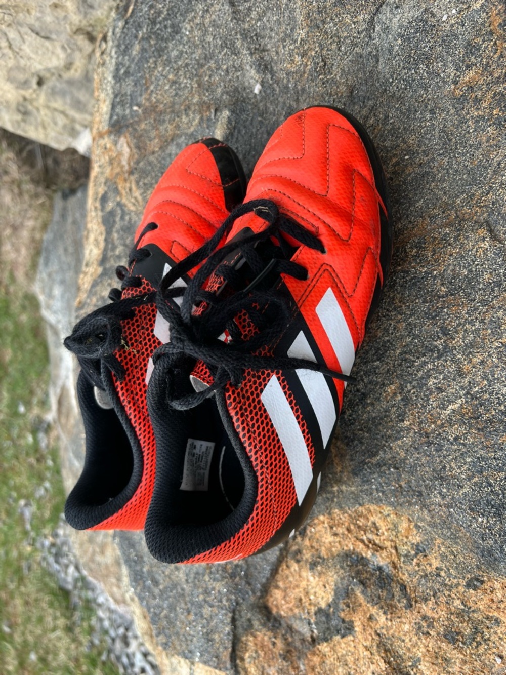 adidas Kids Red and White Soccer Sneakers